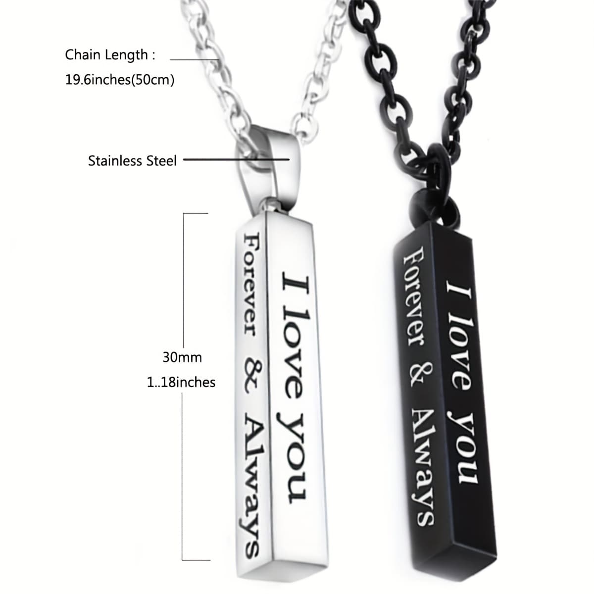 TEMU 2pcs I Love You Necklace Set, His Boyfriend Girlfriend Stainless Steel -shaped Engraving Relationship Matching Couple Necklace Ring Valentine's Day Gift