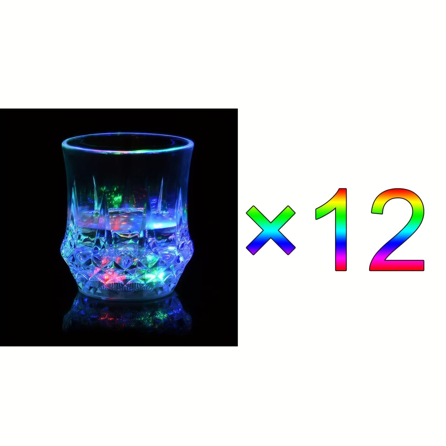 TEMU 12pcs 200ml Creative Luminous Sensor Cups, Light Up When Liquid Is In, -color Gradient Flash, A Perfect Atmosphere For Bars And Ktvs, Transparent Crystal Texture, Practical And Cool Cups