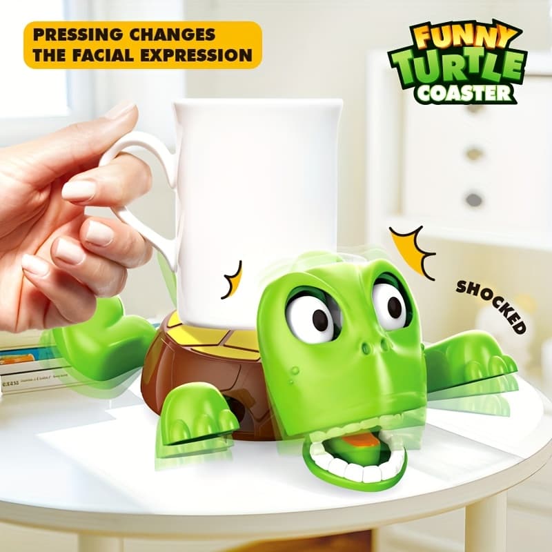 TEMU Retractable Limbs Funny Turtle Coasters - Interactive Abs Plastic Drink Coasters With Polished , Hand Wash Only, Whimsical Table Decor & Novelty Gift For Home Or Office