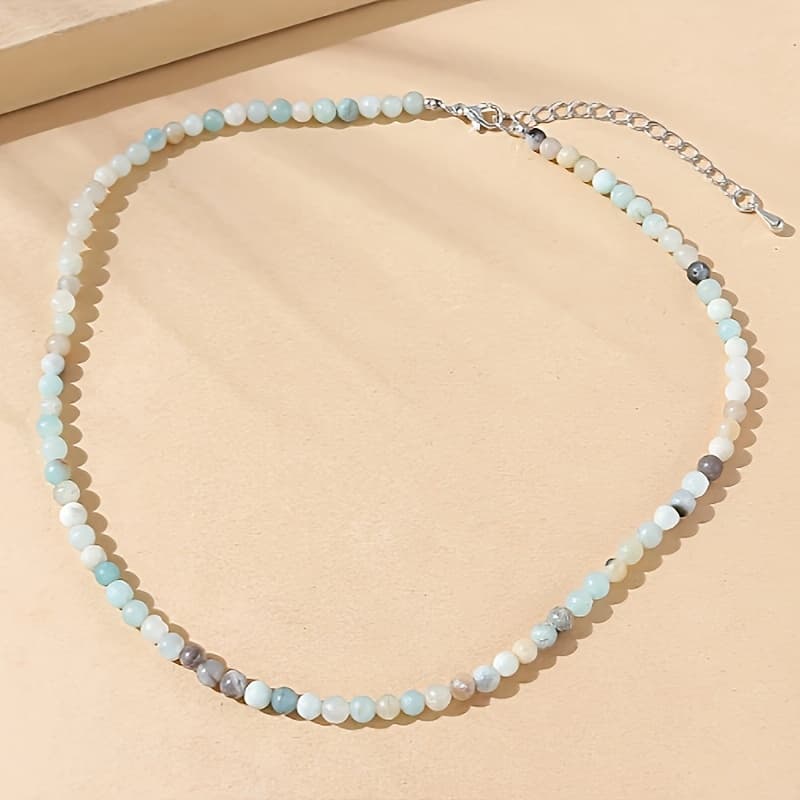 TEMU Natural Stone 1pc Natural Stone Necklace Beads Versatile Handmade Clavicle Chain Fashionable Design Necklace