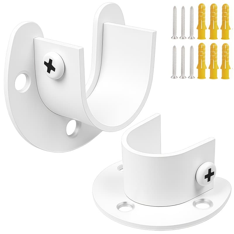 TEMU 8pcs Heavy-duty U-shaped Flange Bracket - Adjustable Size, Perfect For Hanging Clothes, Curtain Rods, Wardrobe Rods And Shelves, Wardrobe Shelves And Rod Brackets In Wardrobes And