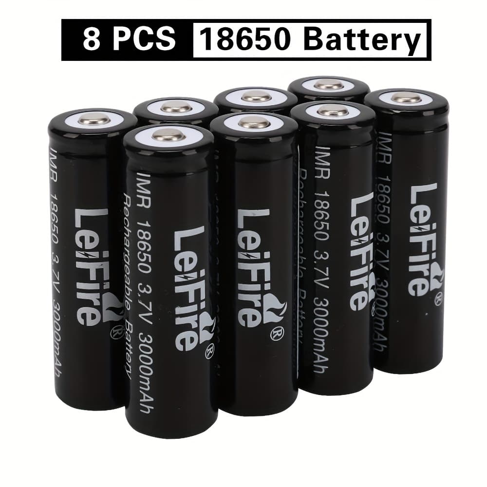 TEMU 8pcs Original 18650 Battery 3000mah Rechargeable Battery 18650 Lithium Battery 3.6v-4.2v Suitable For Flashlight Battery Electric Fan Radio