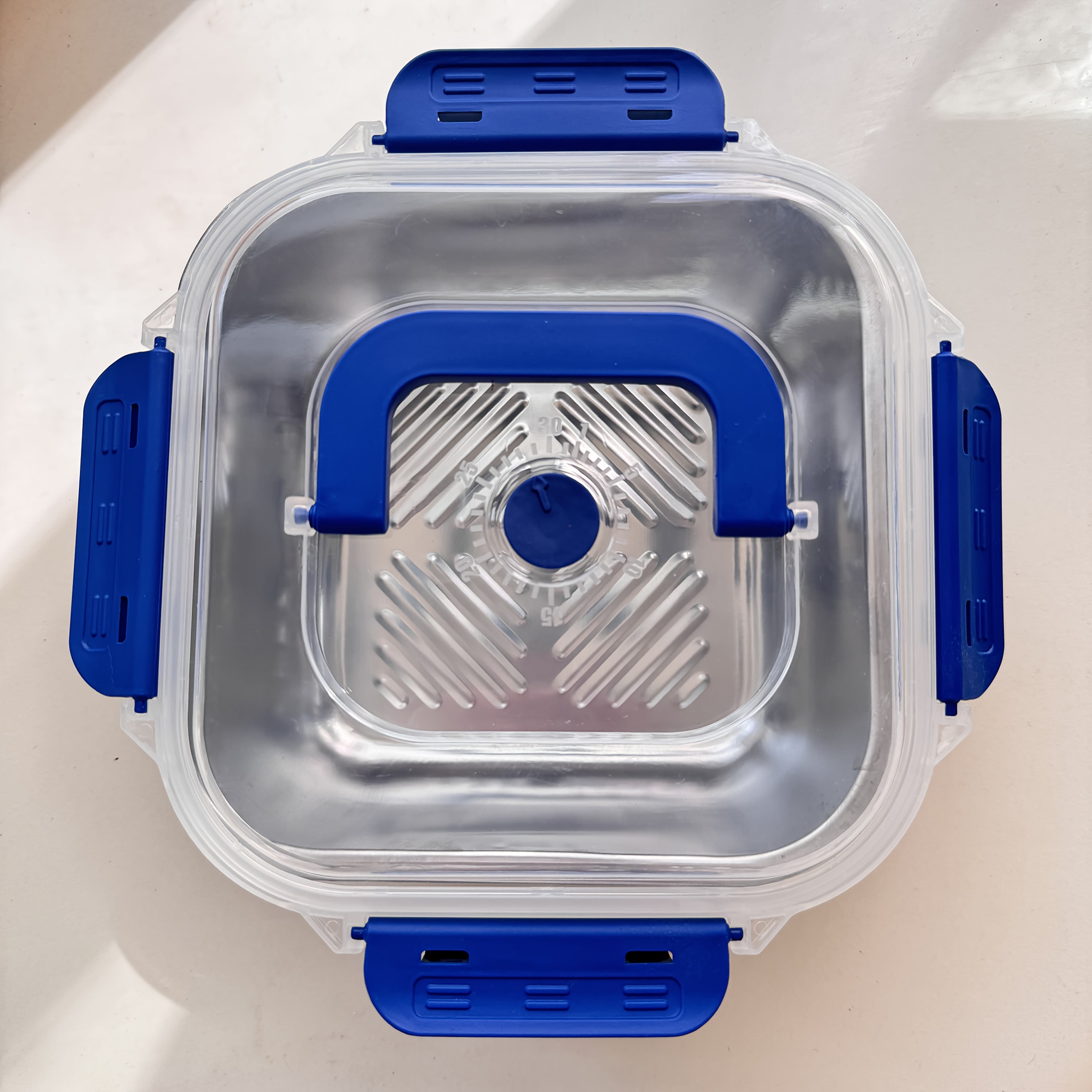TEMU Oversized Stainless Steel Food Storage Container 60.87oz With Blue Lid - Leak-proof, Perfect For Refrigerators And Bento Boxes, A Must-have , Large Capacity Refrigerator Storage Box, Reusable