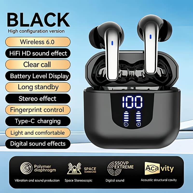 TEMU Pavun True Wireless Earbuds, 40h Playtime Led Display Headphones, Noise Cancelling Deep Stereo Earphones, -ear Headphones For Sports, Gaming And Daily Use, Compatible With Iphone