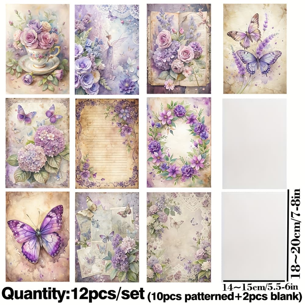 TEMU 12pcs Purple Semi-transparent Paper Sulfuric Acid Paper For Card Making Junk Journal Handmade Material Paper Diary Planner Account Paper Art Craft Supplies