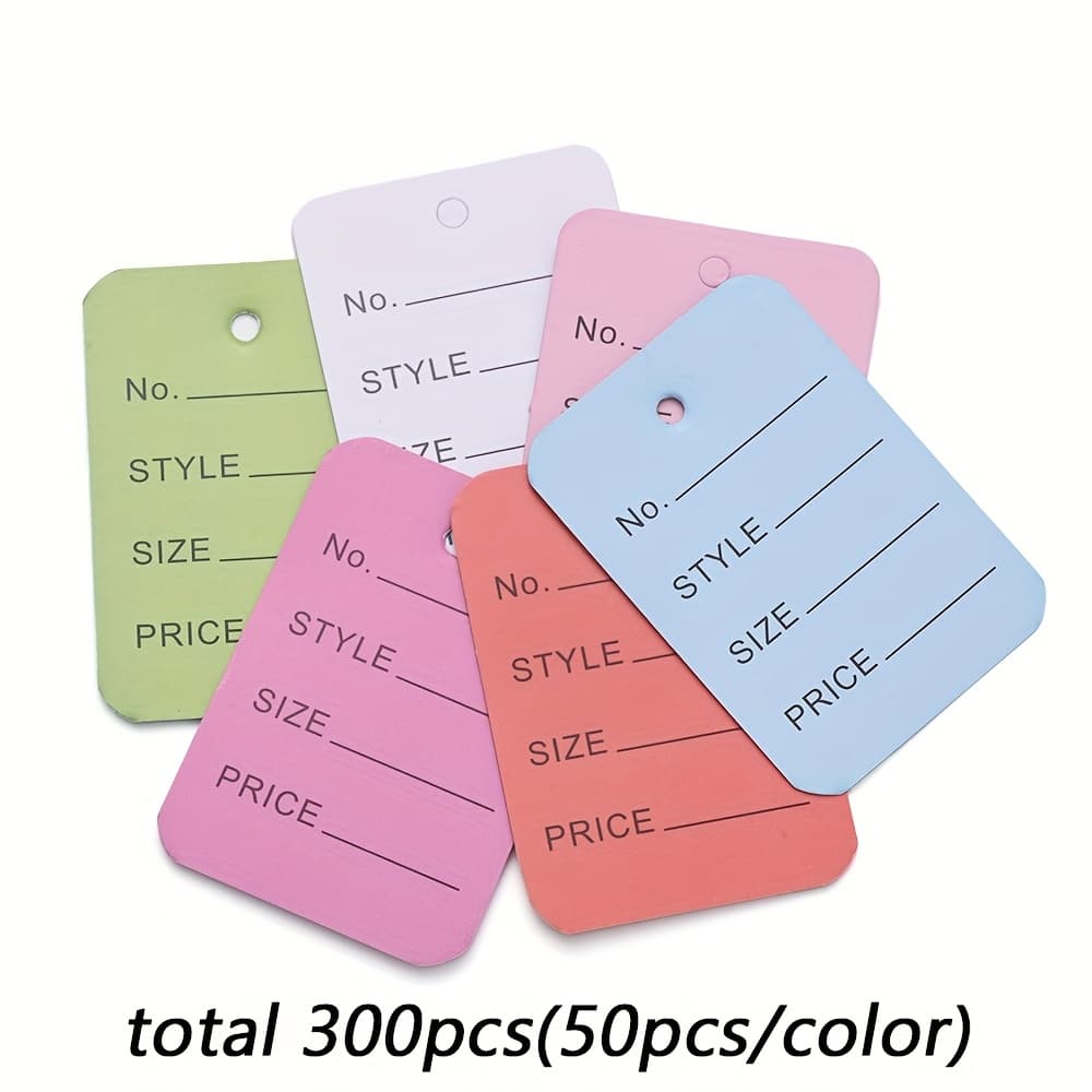 TEMU 300 Durable Hang Tags For Pricing, Featuring Colorful Paper Labels Suitable For Displaying Prices On Jewelry, Clothing, Hats, And Shoes