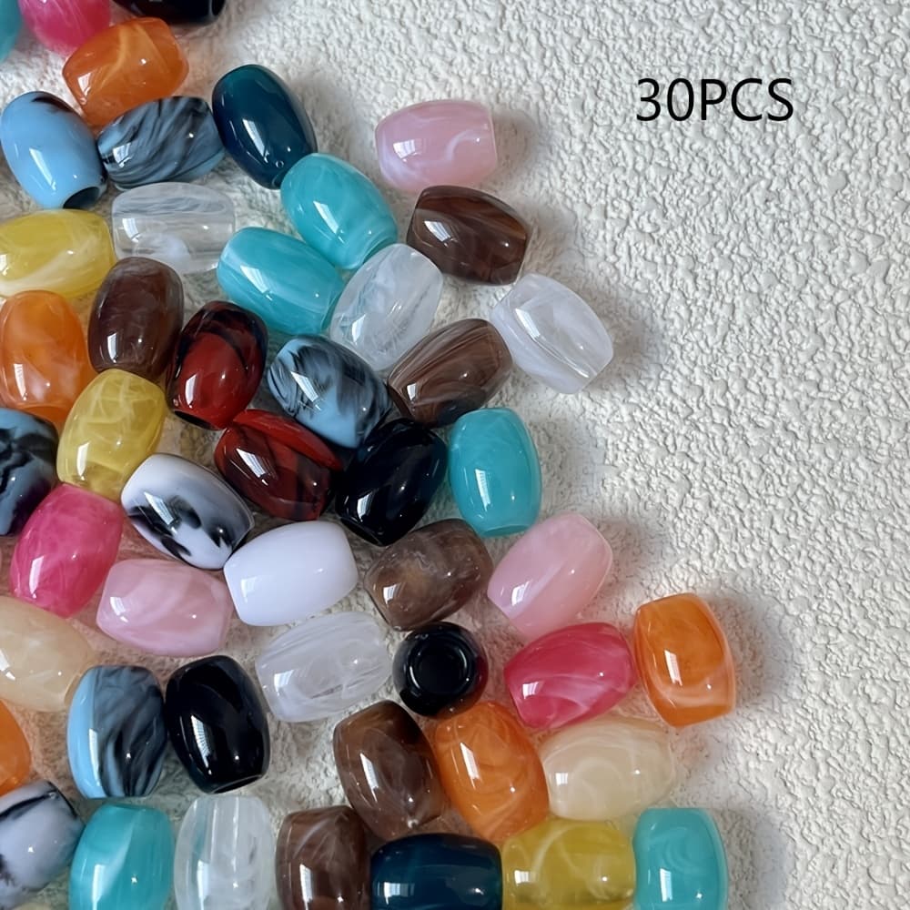 TEMU 30pcs Set Of 10x14mm Oval Large-hole Beads In Colored Imitation Jade Stone, Making Supplies, Creative Handcrafted Accessory Design Decorative Beads, Beads & Bead Assortments
