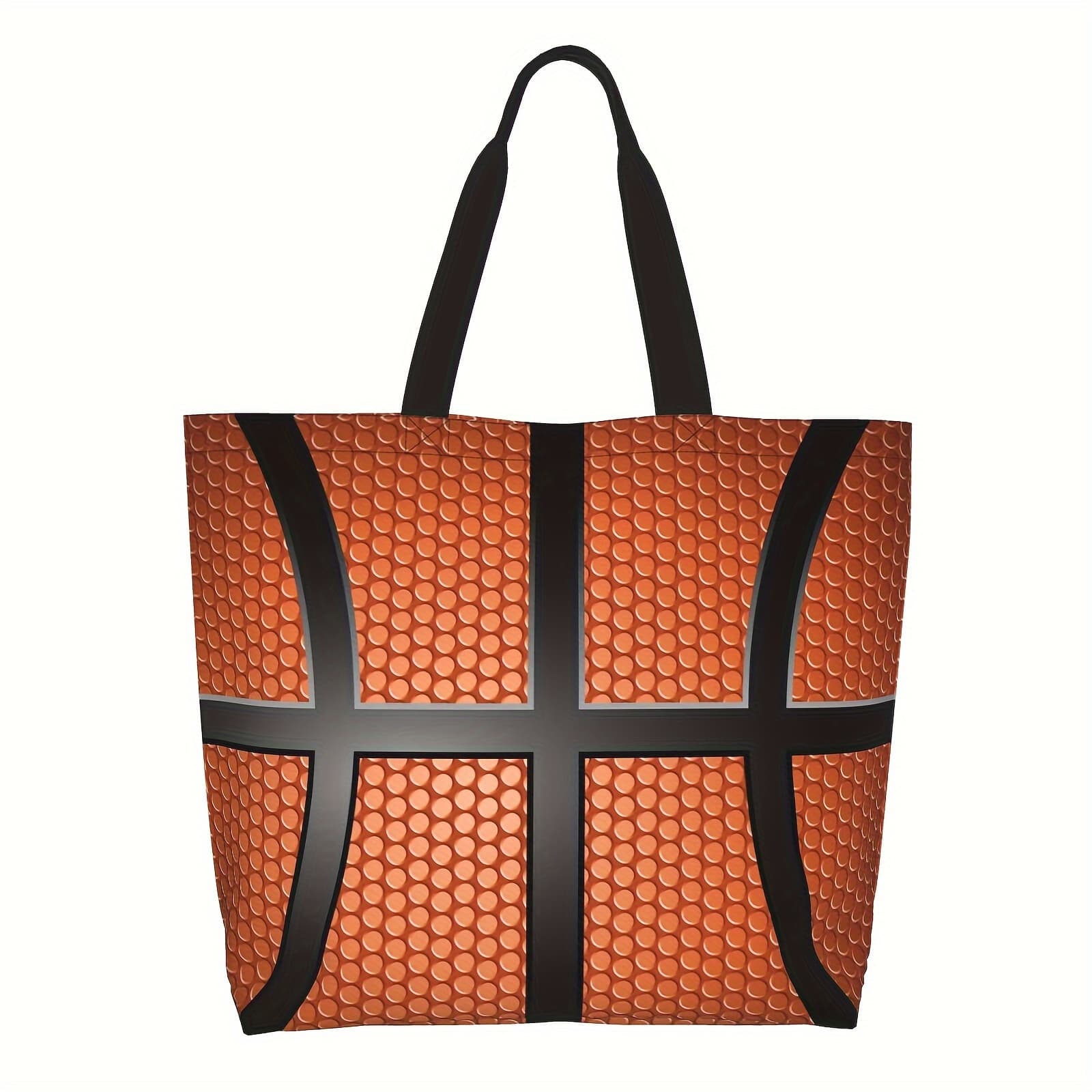 TEMU Large Basketball Design Tote Bag, 19.7 X 15.7 Inches Sporty Polyester Shopper Bag With Handle, Spacious And For Fans