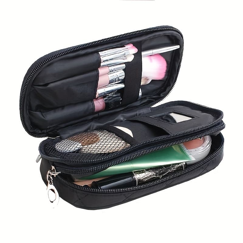 TEMU Mini Mini Makeup Bag Ins Storage Bag Portable Handbag Storage Bag Diamond Small Makeup Bag Double-layer Large Capacity With Mirror Makeup Brush Storage Bag