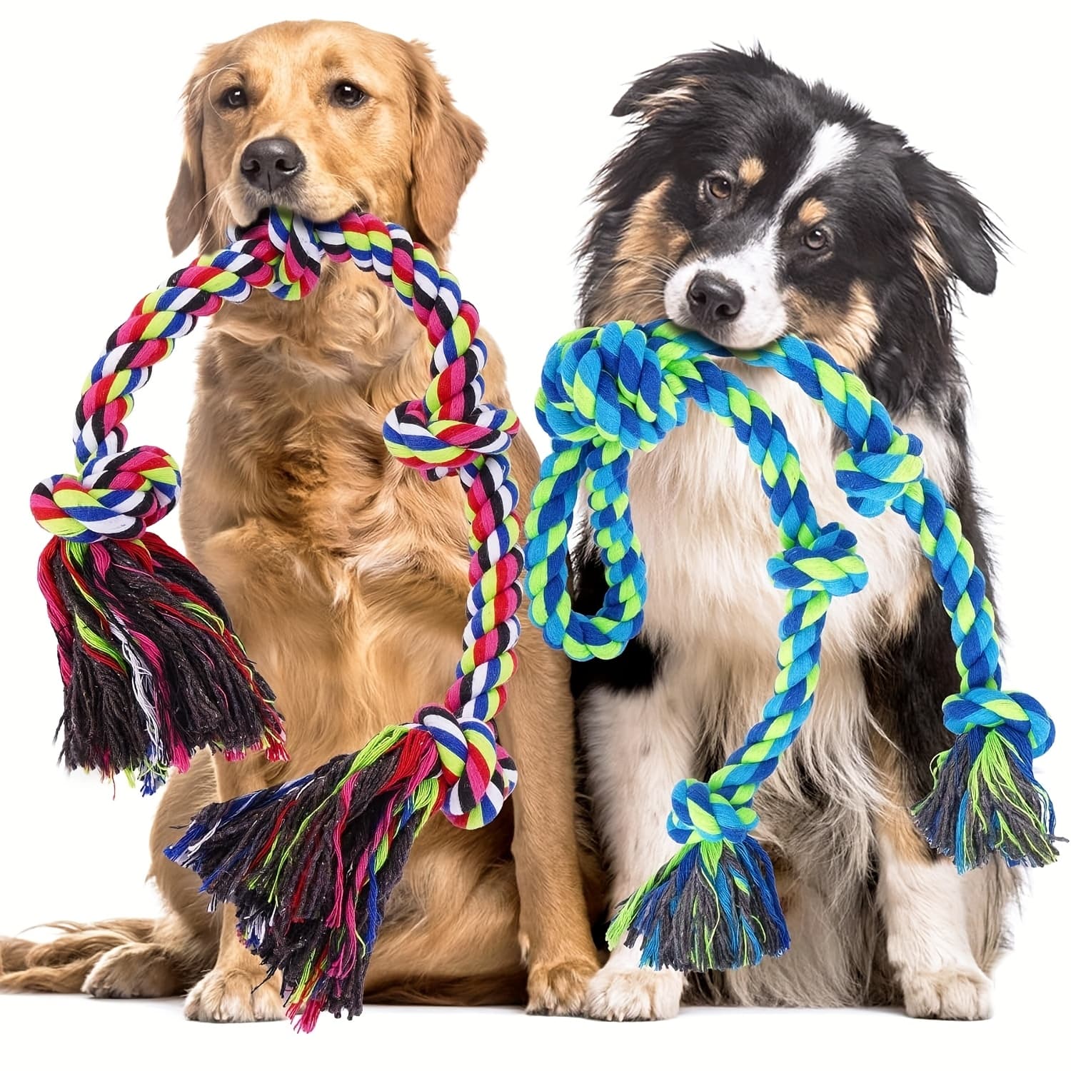 TEMU 2 Pack-dog Rope Toy - Tough Chew Toys For Medium/large Breeds Aggressive Chewers, Daily Companionship, Heavy Duty Tug Of Pull Rope Teeth Cleaning