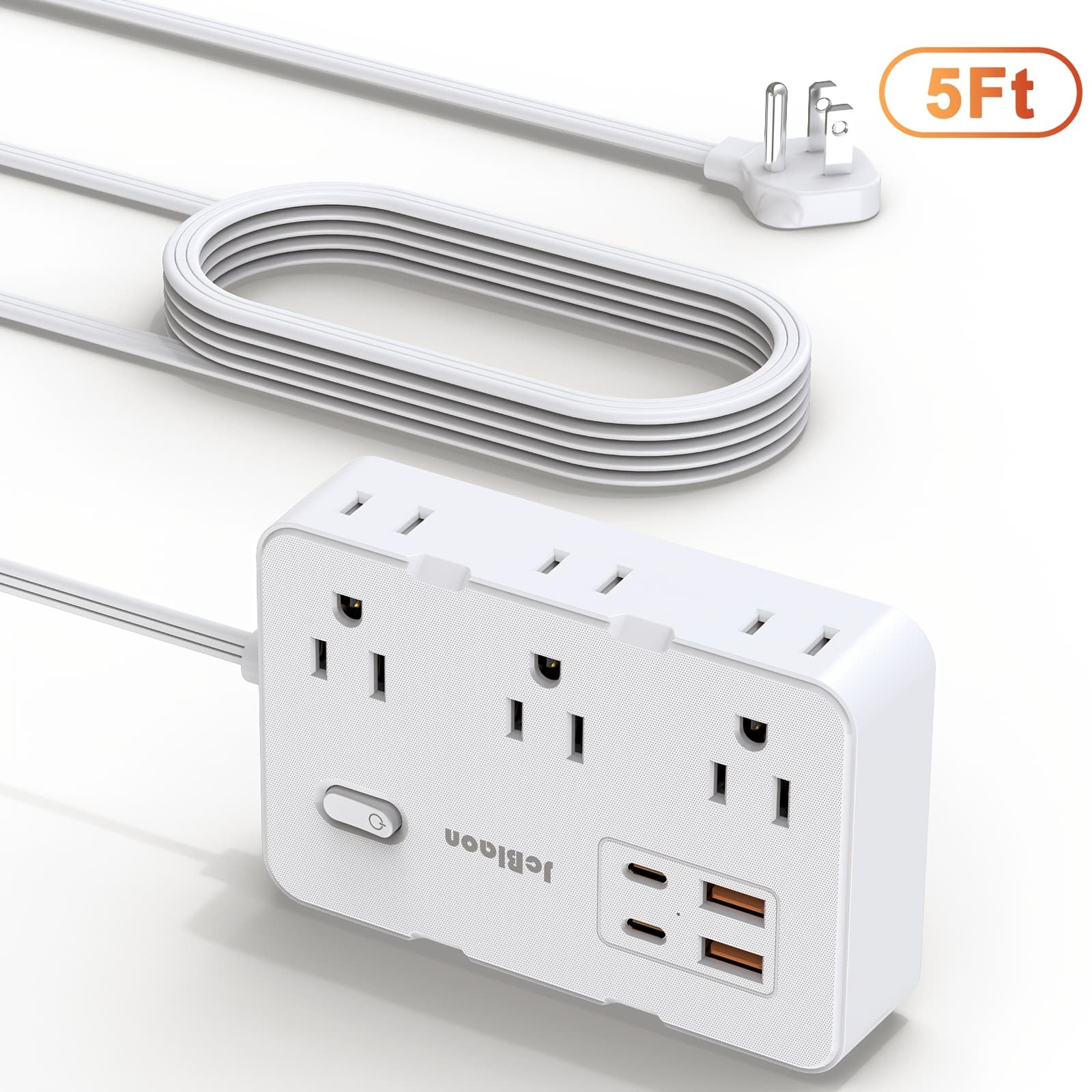 TEMU Protector Power Strip, Flat Plug Extension Cord With 6 Outlets 4 Usb Charger (2 Usb C), 1050j Protection Multiple Outlets Charging Station For Home, Office, College Dorm Room