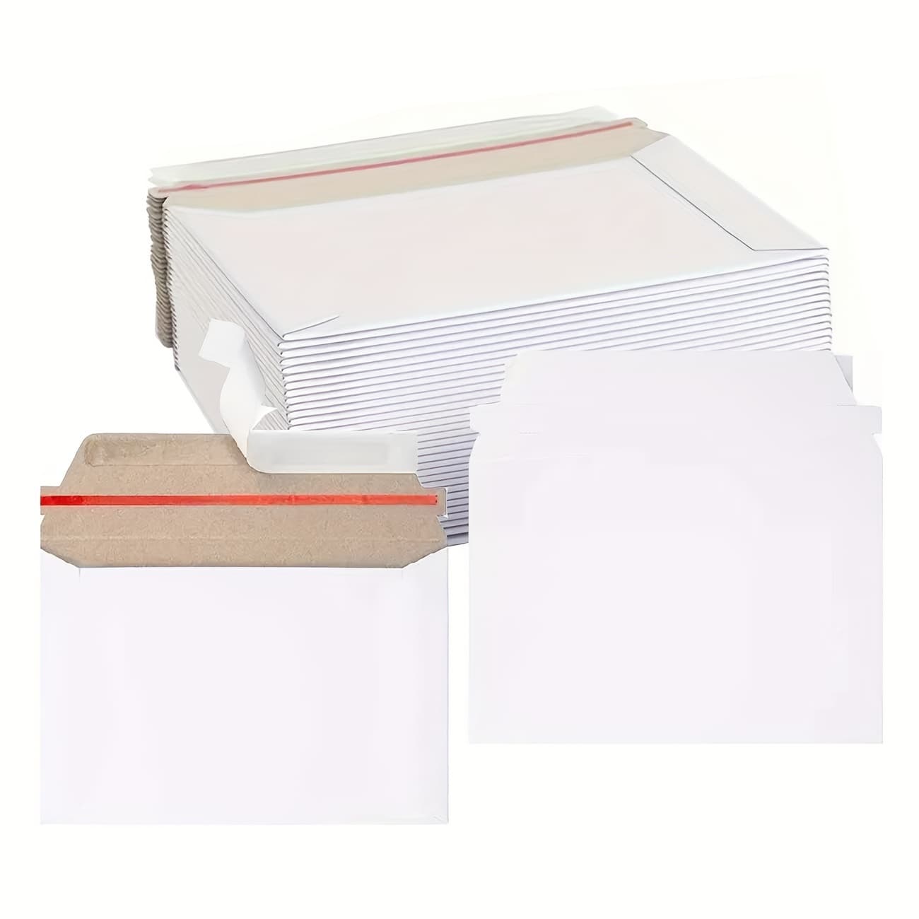 TEMU 100pcs 6.5x4.5 Inches Mailer Photo Document Mailers White Cardboard Shipping Envelopes White Photography Mailers For Cd Photos Document, Back To School