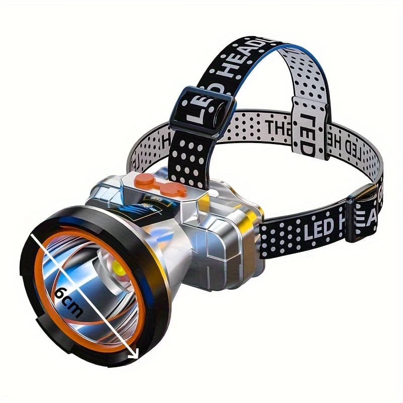 TEMU Strong Bald Head Light Element Long-range Rechargeable Head Mounted Night Fishing Light Mining Light Ultra Long Headlight