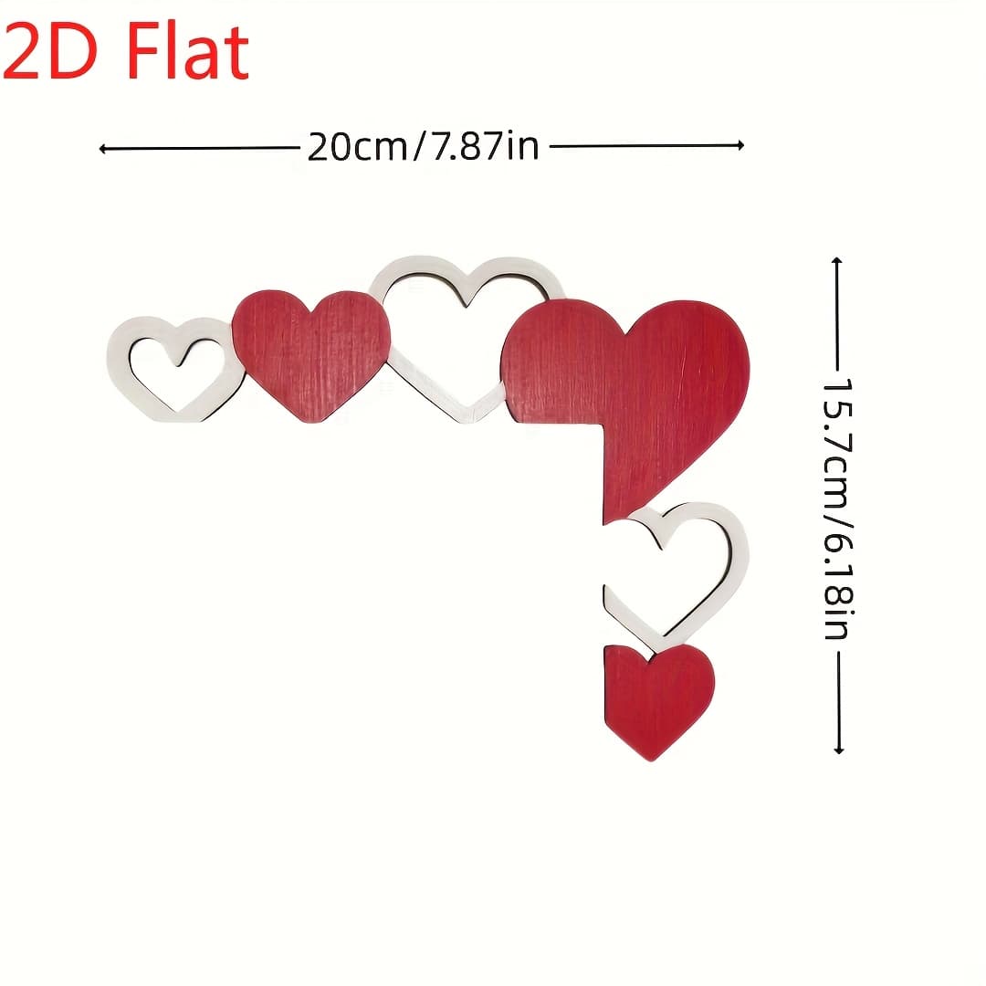 TEMU 2d Flat, 1pc Valentine's Day Love Heart Door Frame Decor - Hollow Heart And Red Heart Corner Door Sign, Wooden Corner Ornament For , Valentine's Day Ornaments