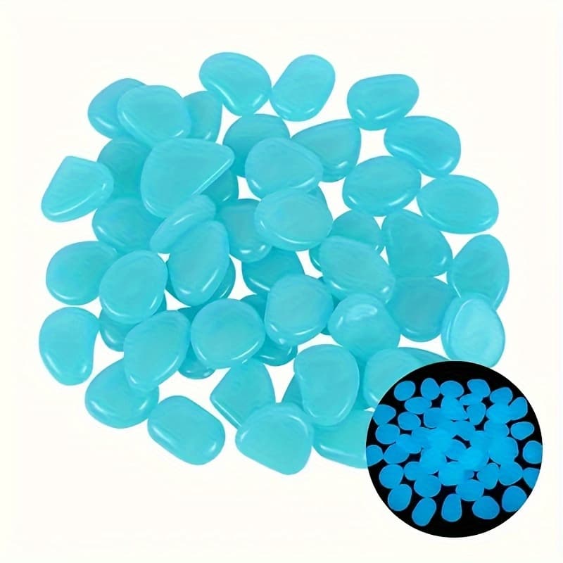 TEMU 1200pcs Glow In The Dark Rocks Luminous Garden Stones, Vibrant Glowing Plastic Stakes For Pathway, Space & Garden Decor, Metal Art Display Accessories