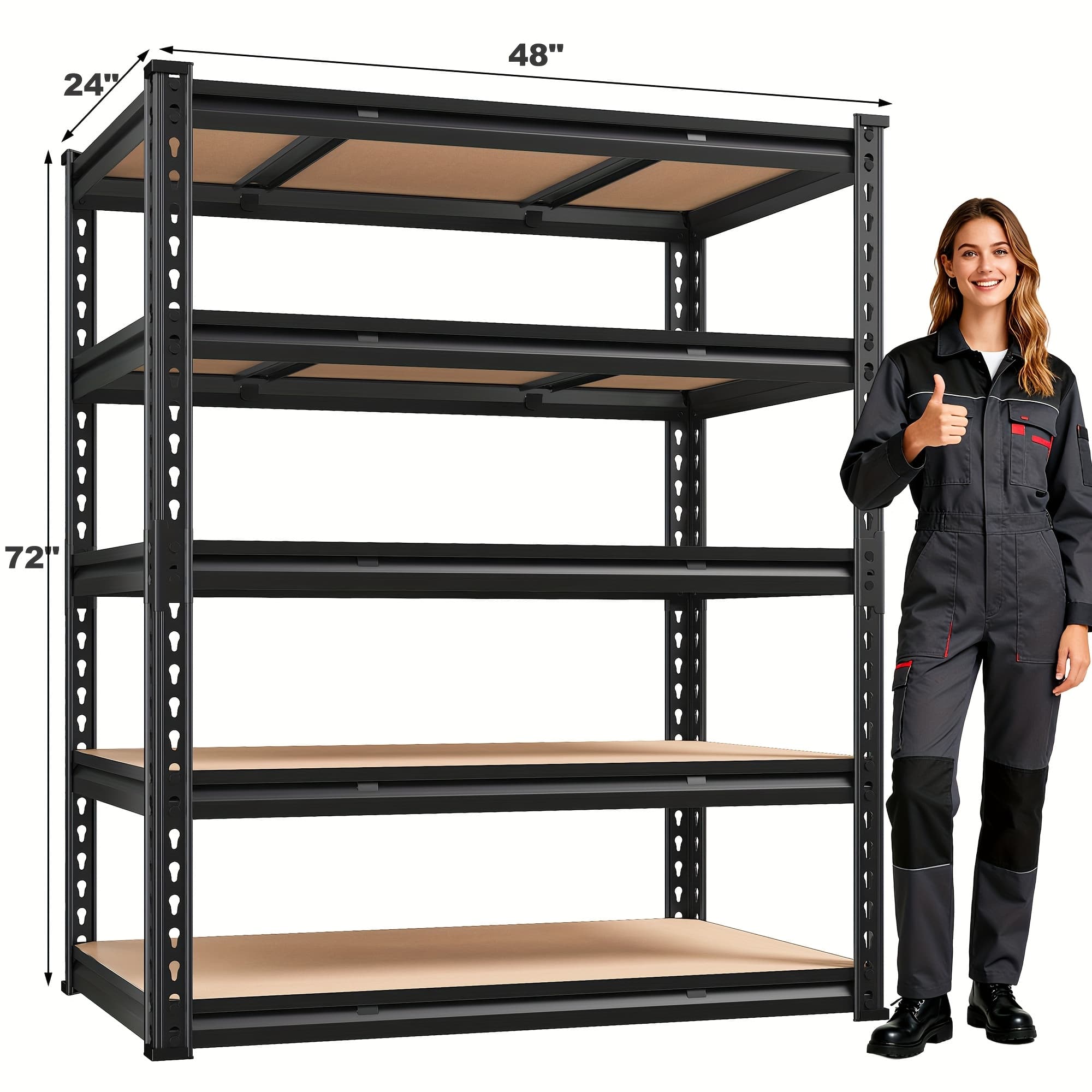 TEMU 3020lbs Garage Shelving Heavy Duty 48" Shelves 5 Tier Heavy Duty Shelving Adjustable Garage Shelves For Basement, Warehouse, Commercial, Easy Assemble, Utility Shelves