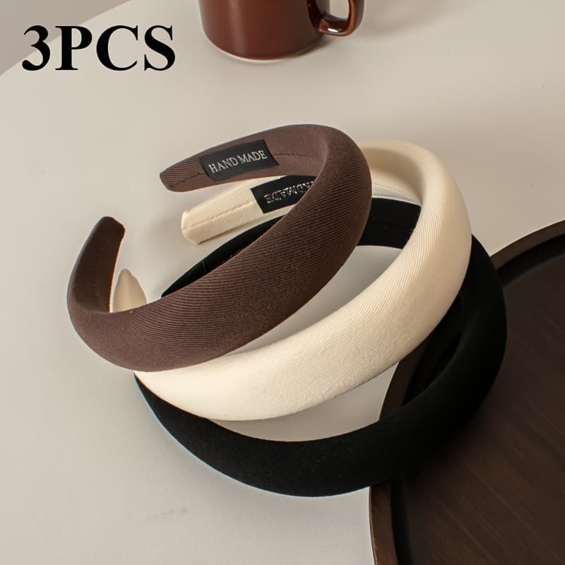 TEMU 3pcs Set Women's Minimalist Solid Headbands