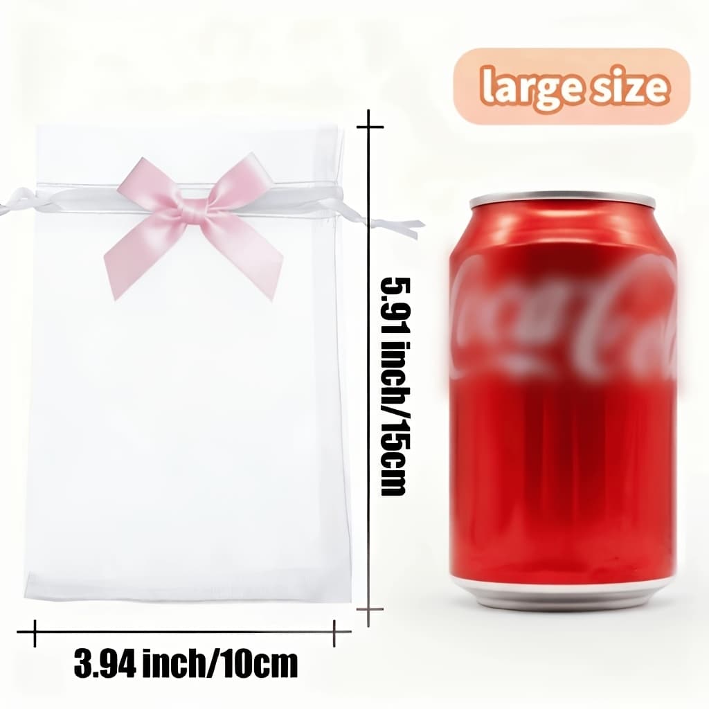 TEMU 40pcs Elegant White Organza Drawstring Gift Bags, 4"x6" (10cm×15cm) For Candy And Jewelry, Ideal For Weddings, Parties, And Festivals - Convenient High-end Matching Gift Bags