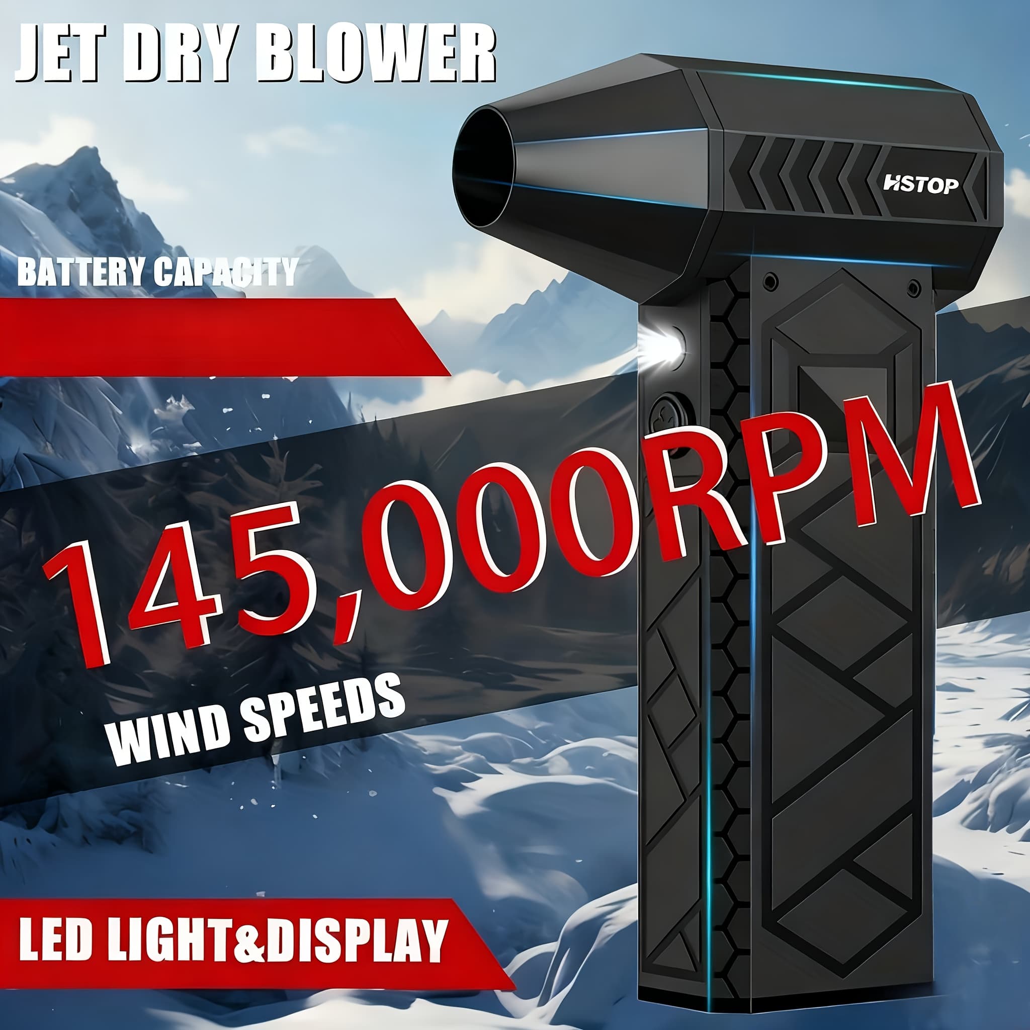 TEMU Jet Fan Dust Remover Speed Adjustable Cordless Hair Dryer, Type-c Fast Charging Portable Model, Suitable For Car And Dust Removal Duster Car Air Blower Cordless Dust Blower 40000/80000/145000rpm