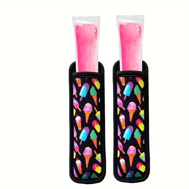 TEMU 2pcs Cute Cartoon Holders - Reusable & Washable Ice Pop Sleeves, Summer Treats & Gifts