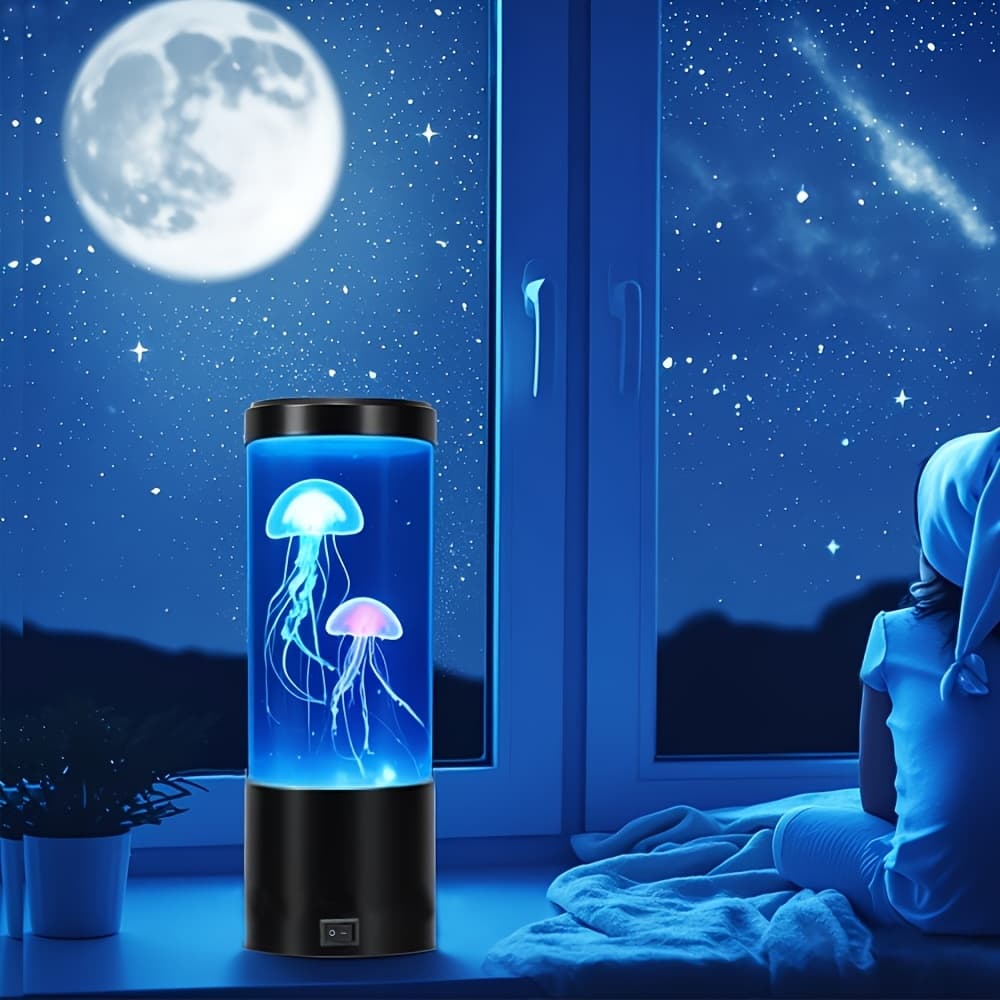 TEMU 1pc Rgb Color Changing Jellyfish Led Light, Ambient Night Light, Indoor For Bedside, Living Room Bedroom, Desktop Decoration, Music Sync Control Light