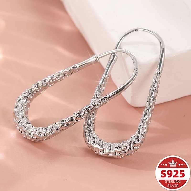 TEMU 925 Sterling Silvery Minimalist Geometric-shaped Earrings, Classic Women's Earrings, Daily Casual Party Accessories, Exquisite Holiday Gift
