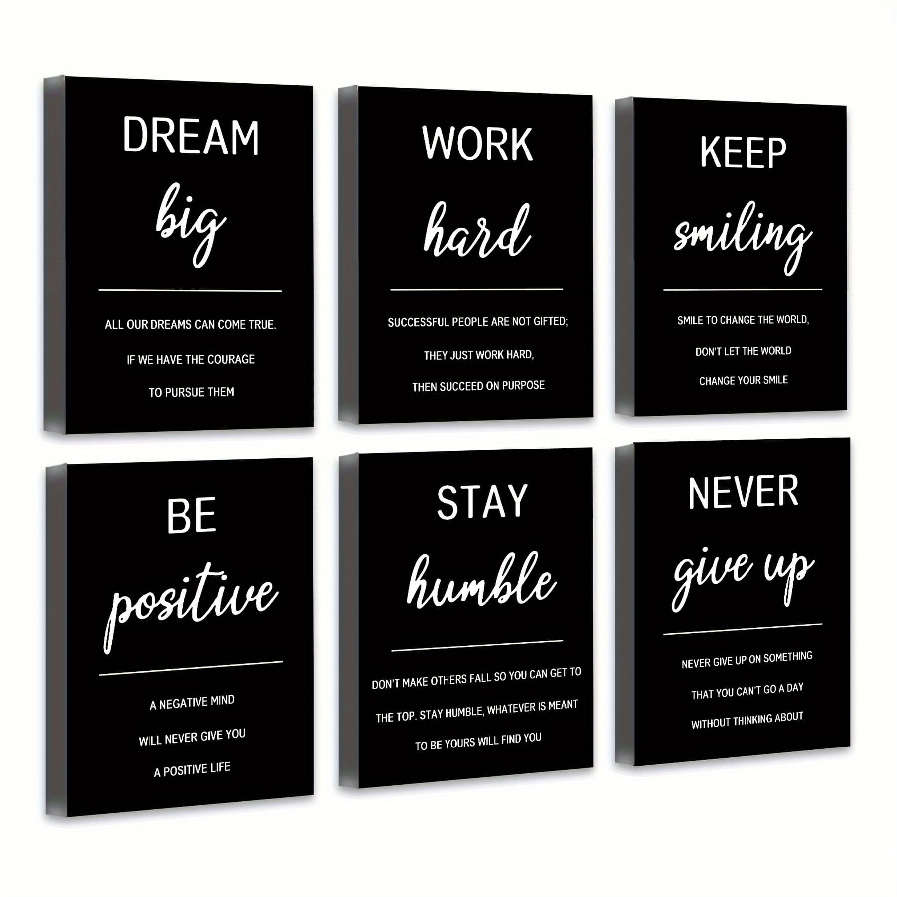 TEMU Inspirational Office Framed Wall Art Motivational Wall Decor Quotes Wall Art For Living Room Encouraging Canvas Posters For Bedroom Sayings For Wall Decor - 8"x 10"x 6pcs