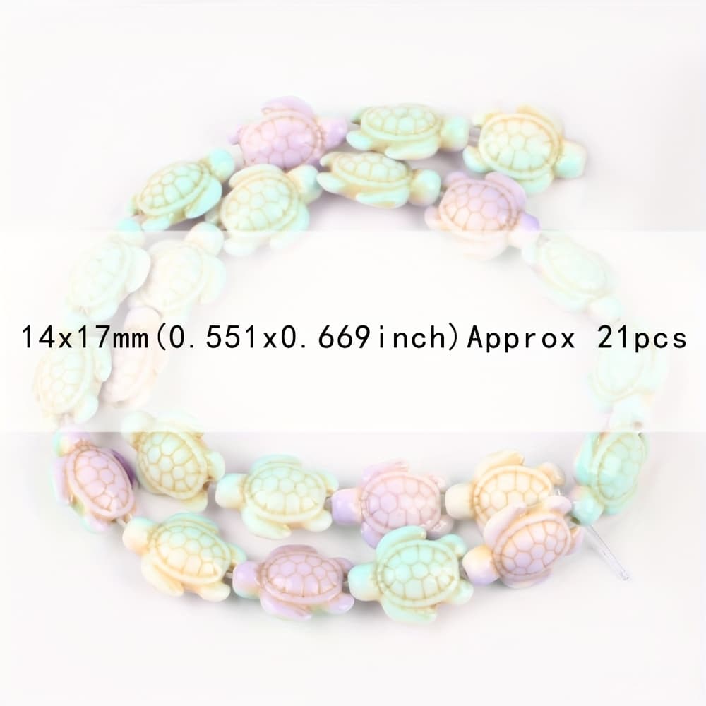 TEMU 14x17mm 21pcs & Turtle Shape Turquoise Stone Beads For Jewelry Making Diy Bracelets Necklace Accessories