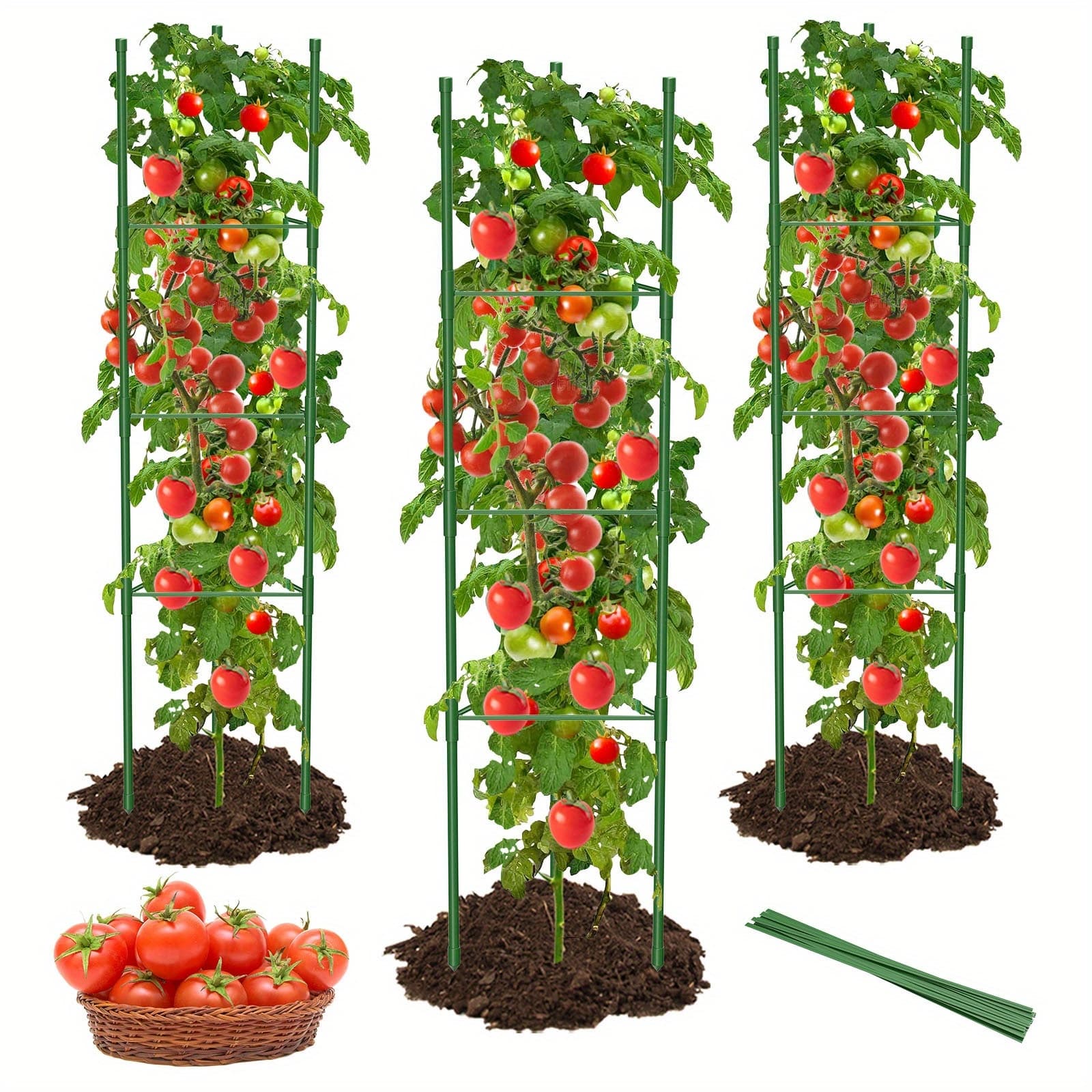 TEMU 3 Pack Tomato Racks, 51 Inch Garden Planter, Shaped Tomato Growing Rack, Garden Climbing Vegetable Flower And Fruit Cage, Good For Tomato Branches,