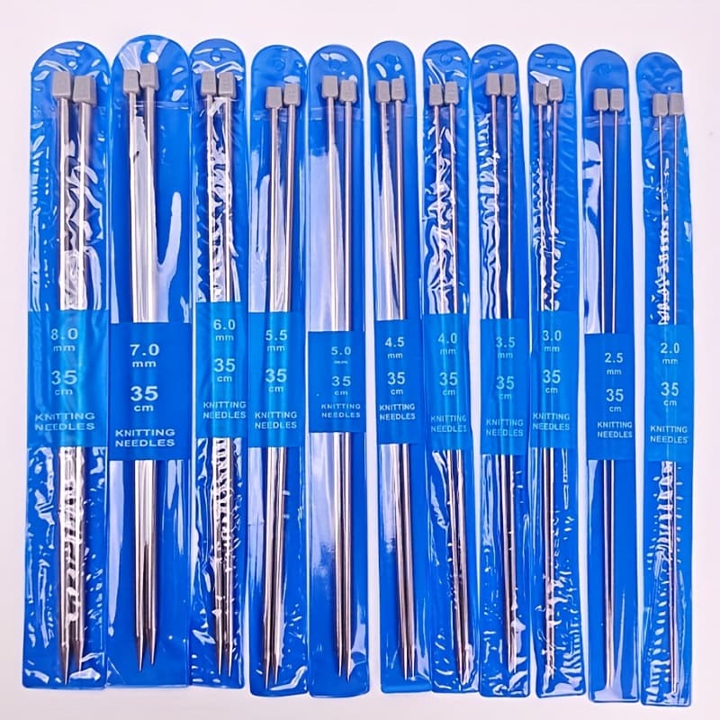 TEMU 22pcs, Stainless Steel Straight Knitting Needles Set, 2mm-8mm, Long Needles With , Large-eye Needles, Measure Tape, Kit For Diy, Travel