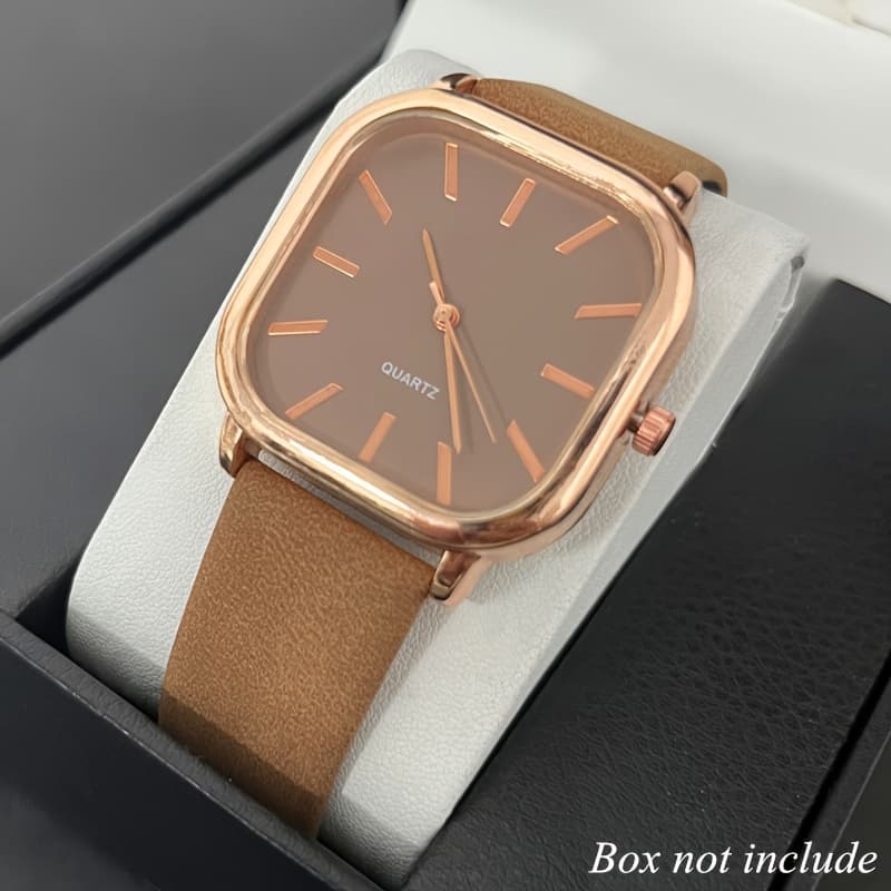 TEMU Women's Minimalist Square Watch With Display & Silicone Strap - Quartz Movement Wristwatch, Casual Elegant Round-the-clock For Daily Wear, Office, Gym - Comfortable -operated For -