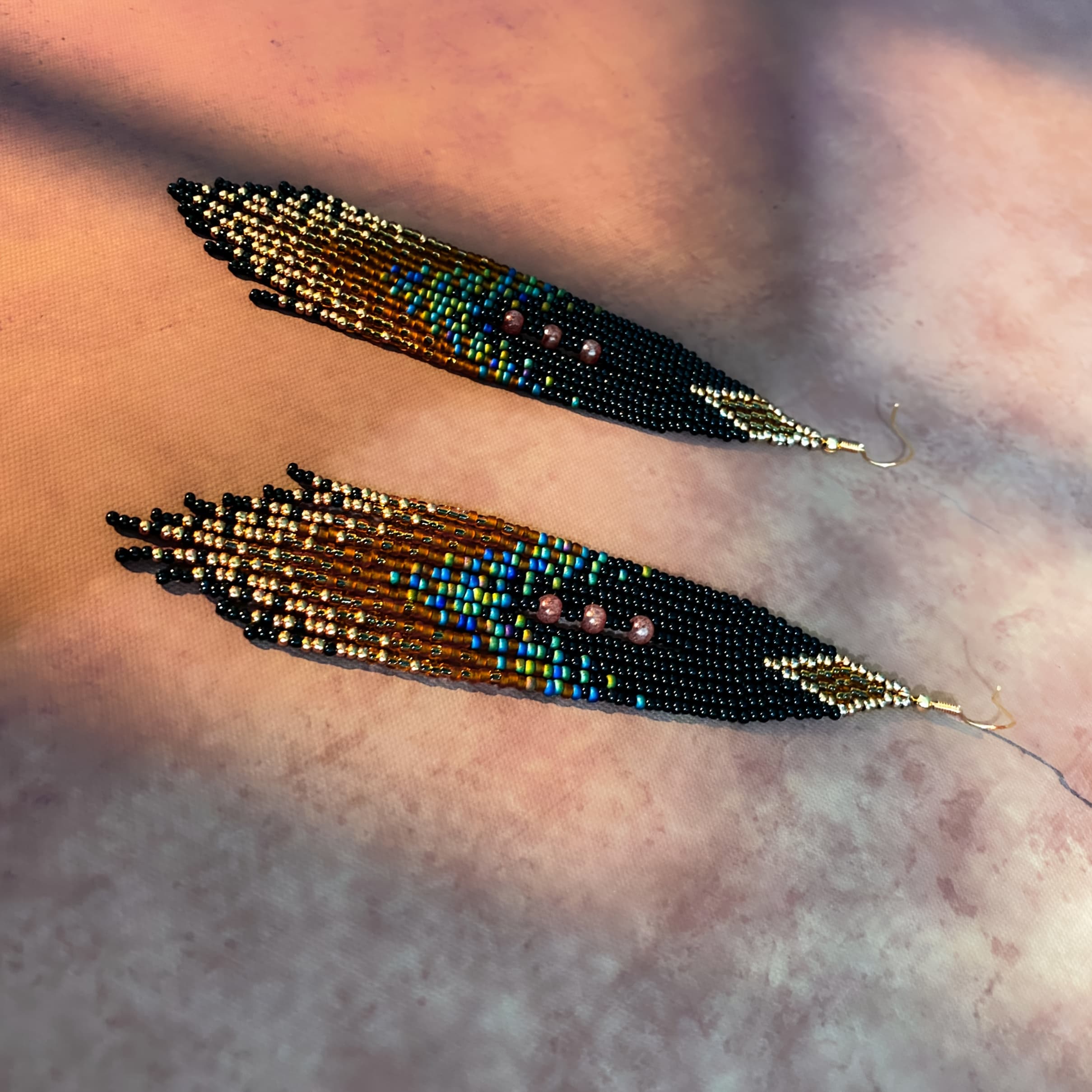 TEMU 2 Bohemian-style Vintage Court Design Gradient Long Tassel Drop Glass Seed Hand-woven Beaded Earrings, Elegant Classic Temperament Earrings, Suitable For Women' Wear And Versatile Gift