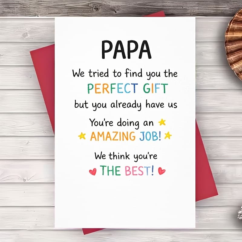 TEMU 1pc Greeting Card Papa Greeting Card Funny Appreciation For Dad From Family Fathers Day Birthday Thank You Minimalist Flat Card Gift For Husband Partner Grandpa Office Home