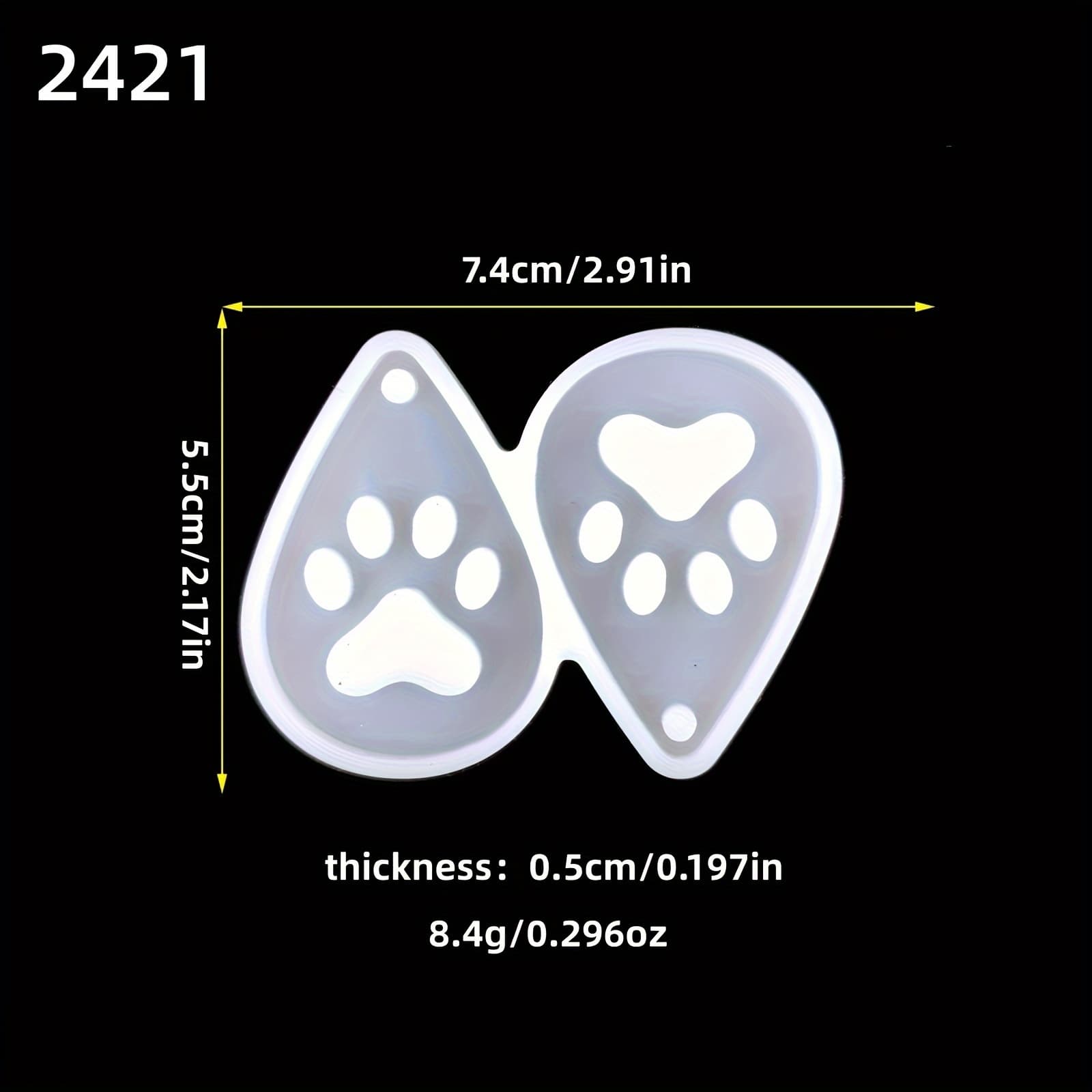 TEMU 1pc Sunshine Sky Silicone Dog Paw Print Earring Mold, Oval Shaped Handmade Resin Casting Mould For Jewelry Making