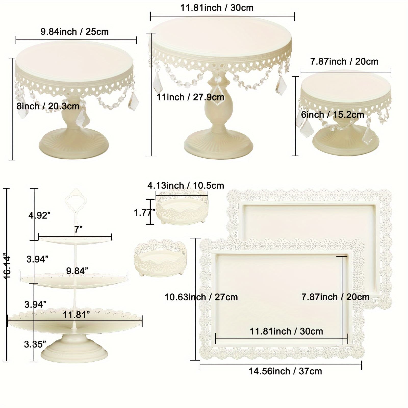 TEMU Vilavita Set Of 8pcs Stand Pendant Decoration Small Display Set, Table Round Metal For Displaying Table For Decor (", 6", 8" 10")
