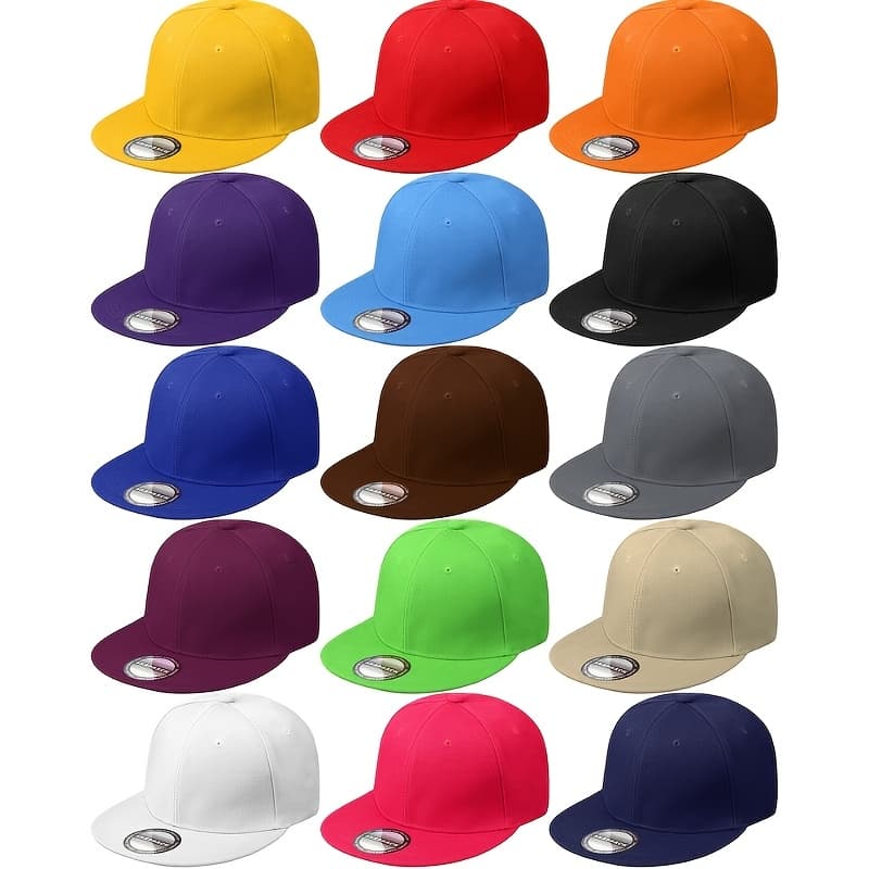 TEMU 15 Pack Snapback Hats For Men Hip Hop Style Hats Solid Baseball Hats Adjustable Snapback Flat Brim Baseball Caps(fresh Colors)