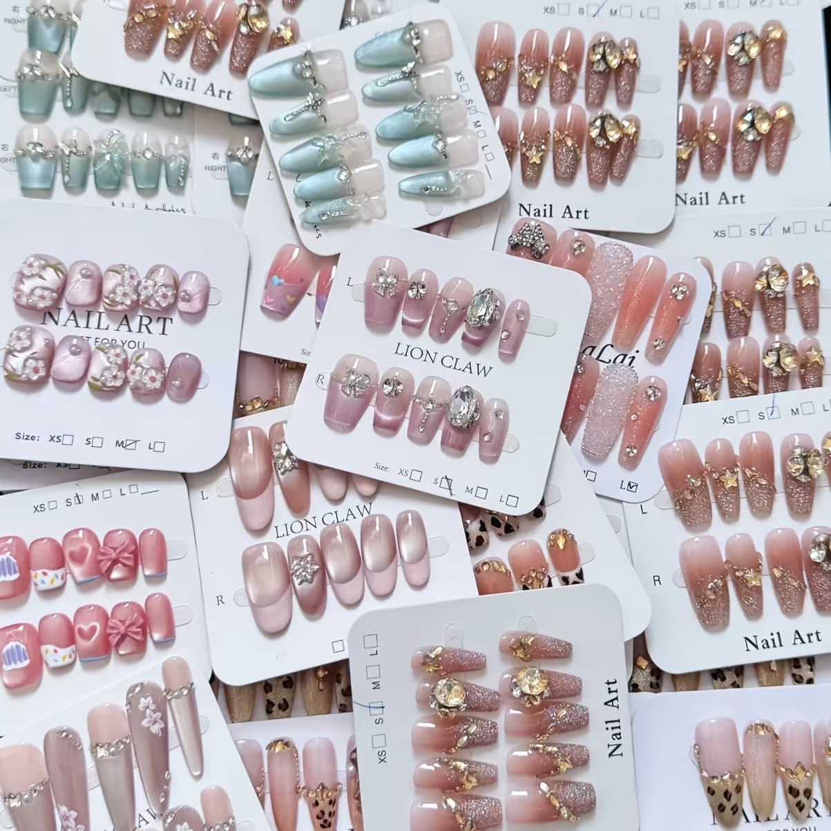 TEMU 96pcs Short/medium Length Almond Shaped Press-on Nails Suitable For - Multicolor Mix (/stripes) With Glossy - Easy Application, Look, Diy Manicure & Pedicure