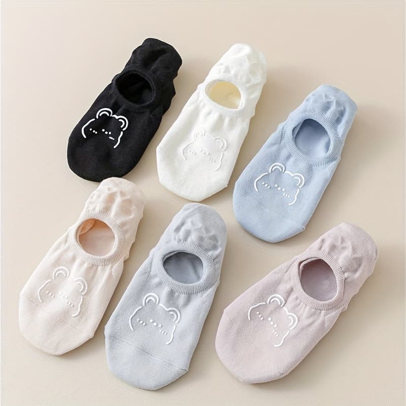TEMU 6 Pairs Of Women's Fashionable And Versatile Cute Guinea Pig Boat Socks Invisible Socks