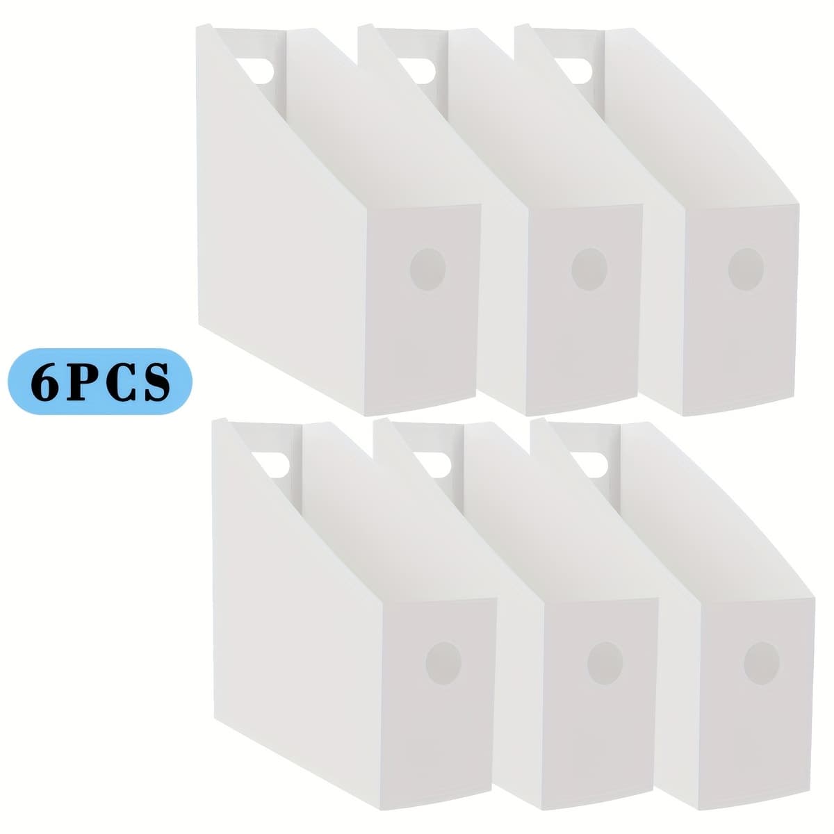 TEMU 6pcs White Plastic File Organizer, Can Hold 12x12 Inch Office Documents And Paper, Pp Frosted Folding File Storage Box, Book Holder Bookcase Foldable File Storage Box