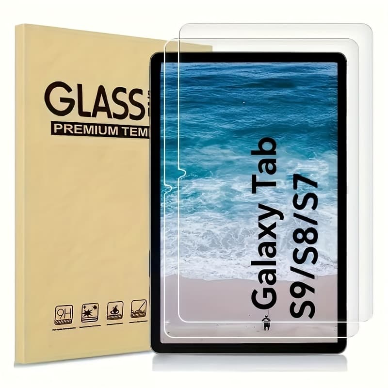 TEMU 2pcs Pack Tempered Glass Screen Protectors For Galaxy Tab A9/a9, S7/s8/s9, Hd Transparent, Scratch-resistant, Bubble-free Glossy End