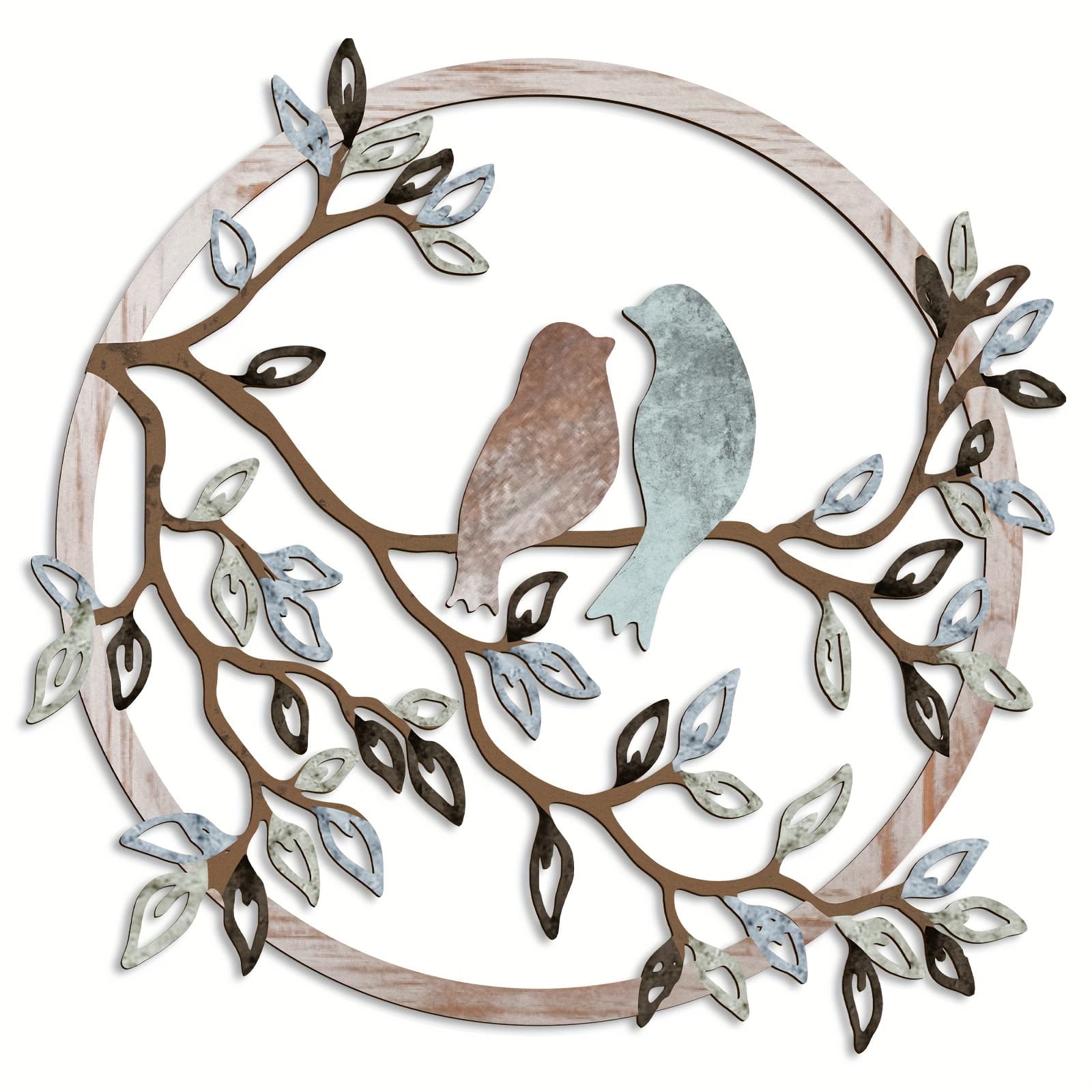 TEMU Metal Wall Art Featuring A Bird On A Tree Branch, Ideal For Decorating Walls In Living Rooms, Gardens, Bedrooms, Offices, And For Housewarming Parties With Color Scheme