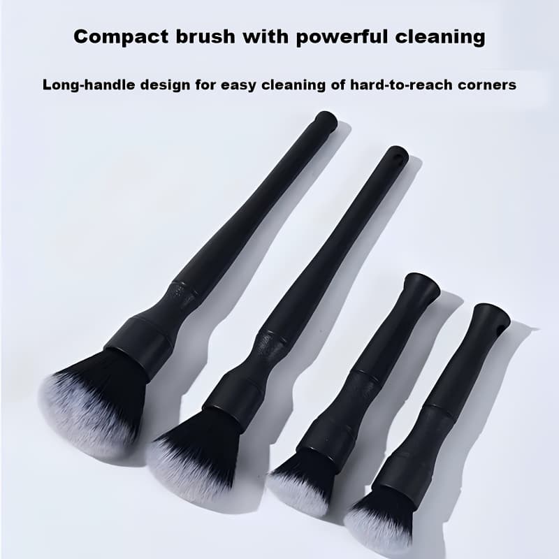 TEMU 4pcs Soft Bristled Car Detail Cleaning Brushes | Internal Detail Dust Removal Tools For Dashboard And Ventilation Vents | Plastic Material, Smooth And Sturdy Handle | No Battery Required