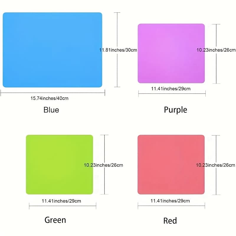 TEMU 4pcs Silicone Pad, Silicone Sheet Resin Jewelry Casting Pad, Waterproof, , Dirty And Heat Resistant, Including Blue, Red, Purple, Green