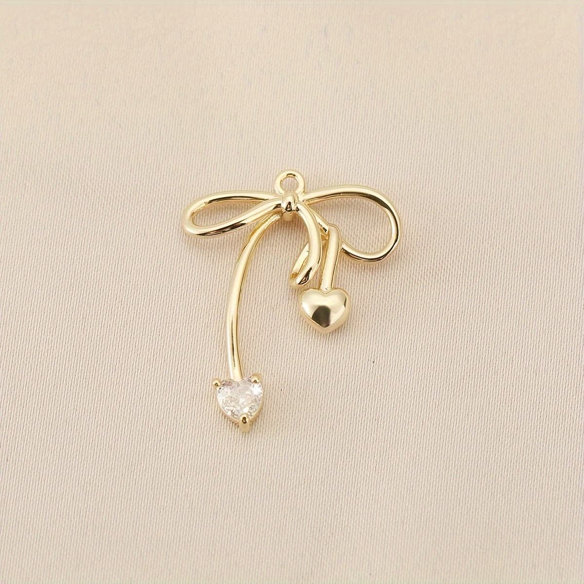 TEMU 6pcs Of Bow-shaped Pendants Suitable For Necklaces, Charms, Decorative Additions, And Small Ornaments Inlaid With Zirconia Stones