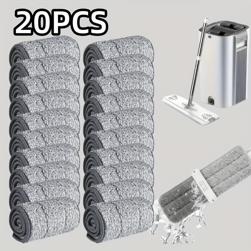 TEMU 20pcs Flat Mop Replacement Pads, Thickened Floor Cleaning Cloths, Washable Mop Heads, Mop Accessories, Adhesive Non-shedding Design, Cleaning Supplies