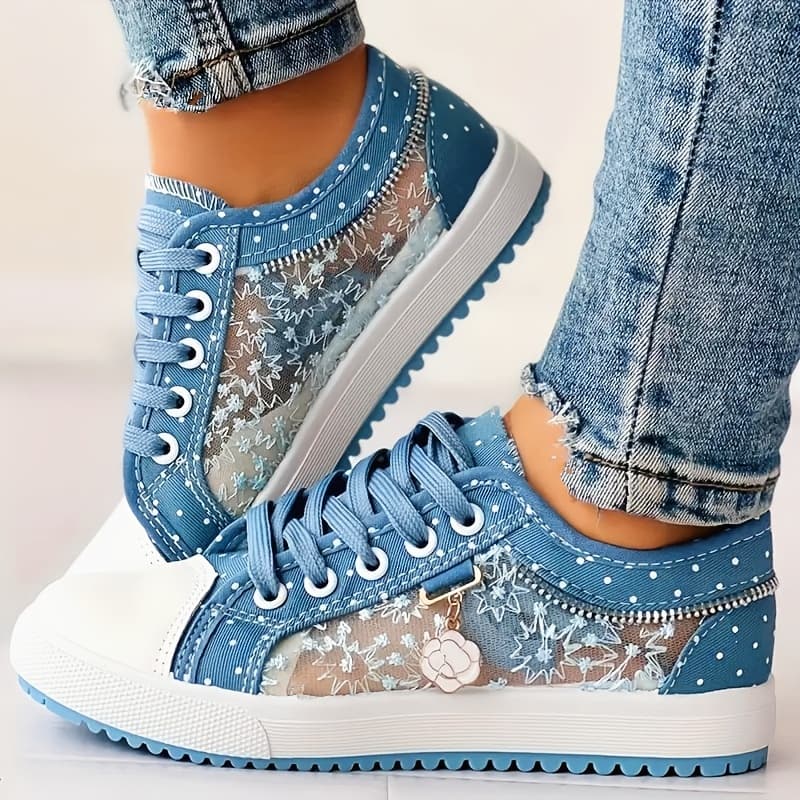 TEMU Breathable Mesh Women's Flats - Casual Low-top Sneakers With , Plus Size