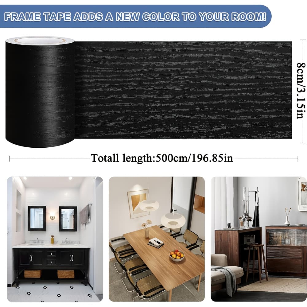 TEMU 1 Roll 16.4ft Wood Grain Wallpaper Border, Removable Mirror Border Peel And Stick, Bathroom Mirror Frame Border