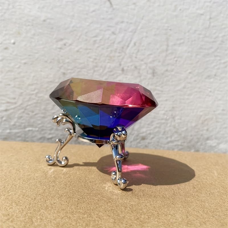 TEMU 1pc Of Colored Paperweight With Silvery Iron Bracket - Decorations, Home Decorations, And Valentine's Day, Gifts For Ladies