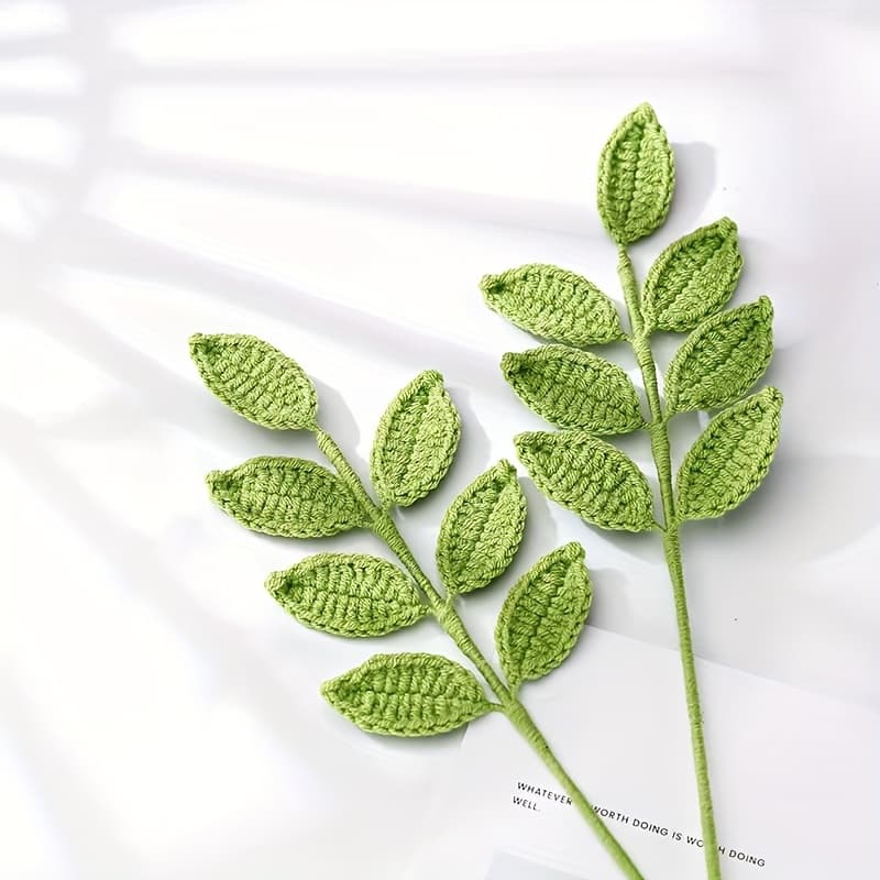 TEMU 2/4 Handmade Fabric Eucalyptus Leaves - Artificial Woven Eucalyptus Leaf Flowers For Bouquets And Home Decor - Crochet Simulation