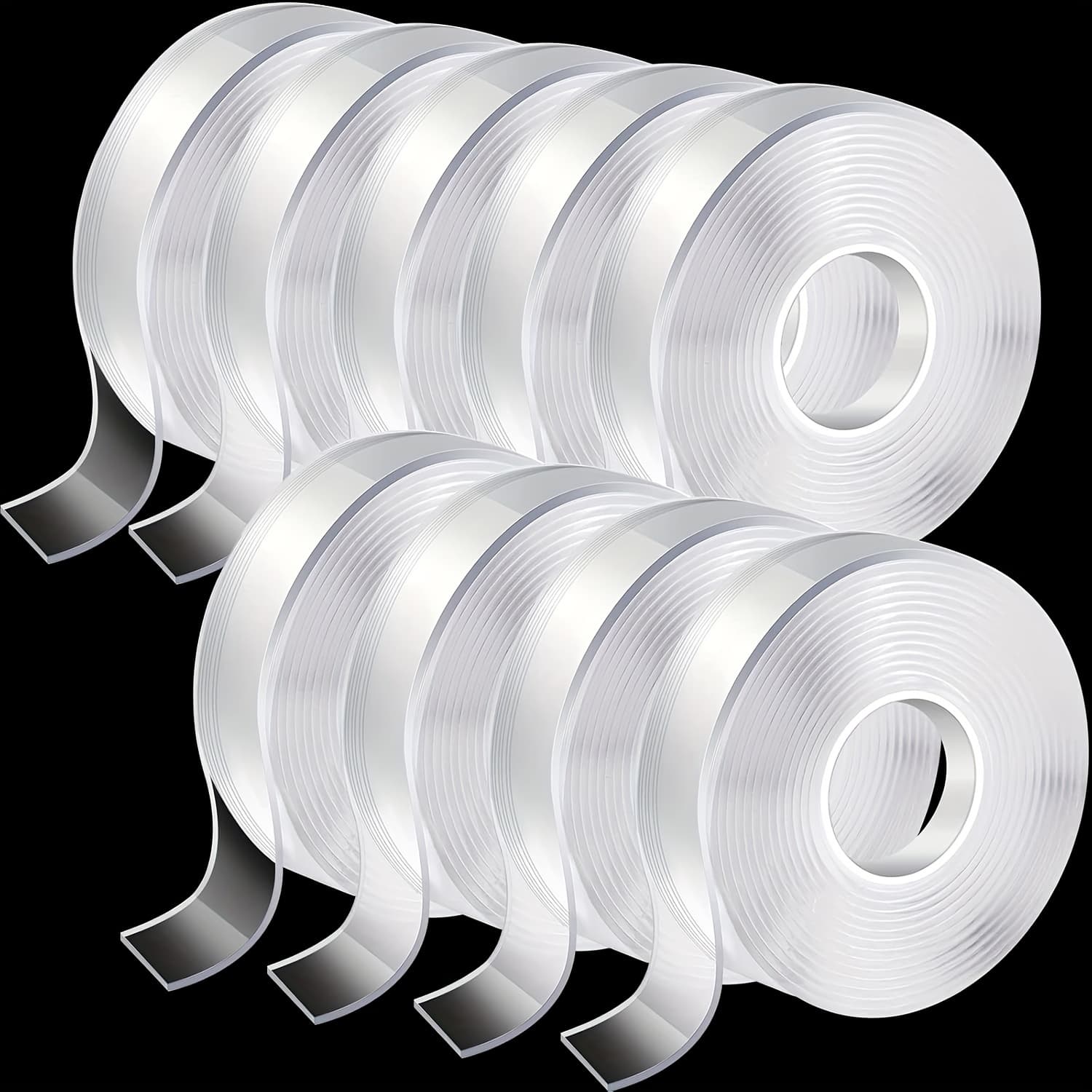 TEMU 9 Rolls Total 90ft Nano Double Sided Tape Heavy Duty Clear Gel Adhesive Mounting Tape 1.2 10 Ft Each 2 Sided Transparent Removable Sticky For Wall Poster Photo